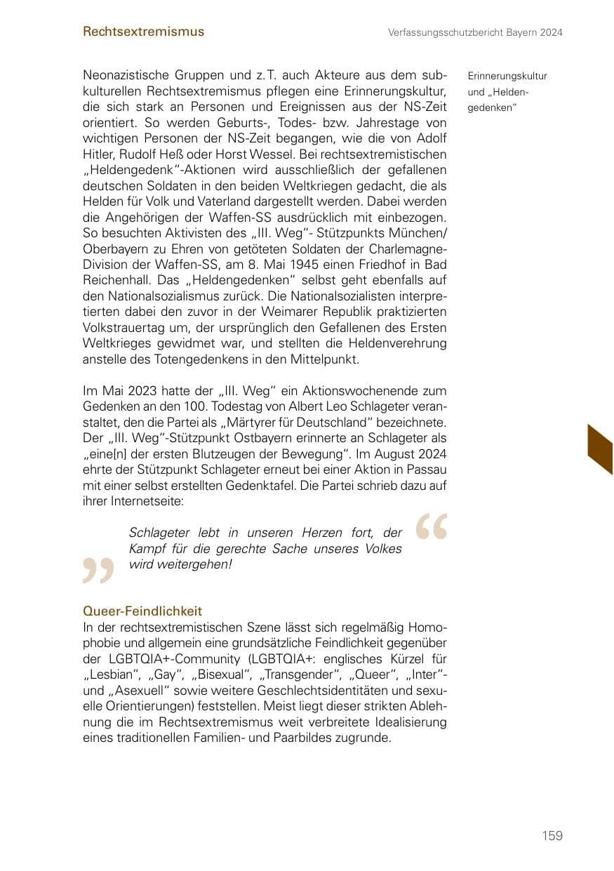 Seite 159 des Verfassungsschutzbericht 2024 Bayern