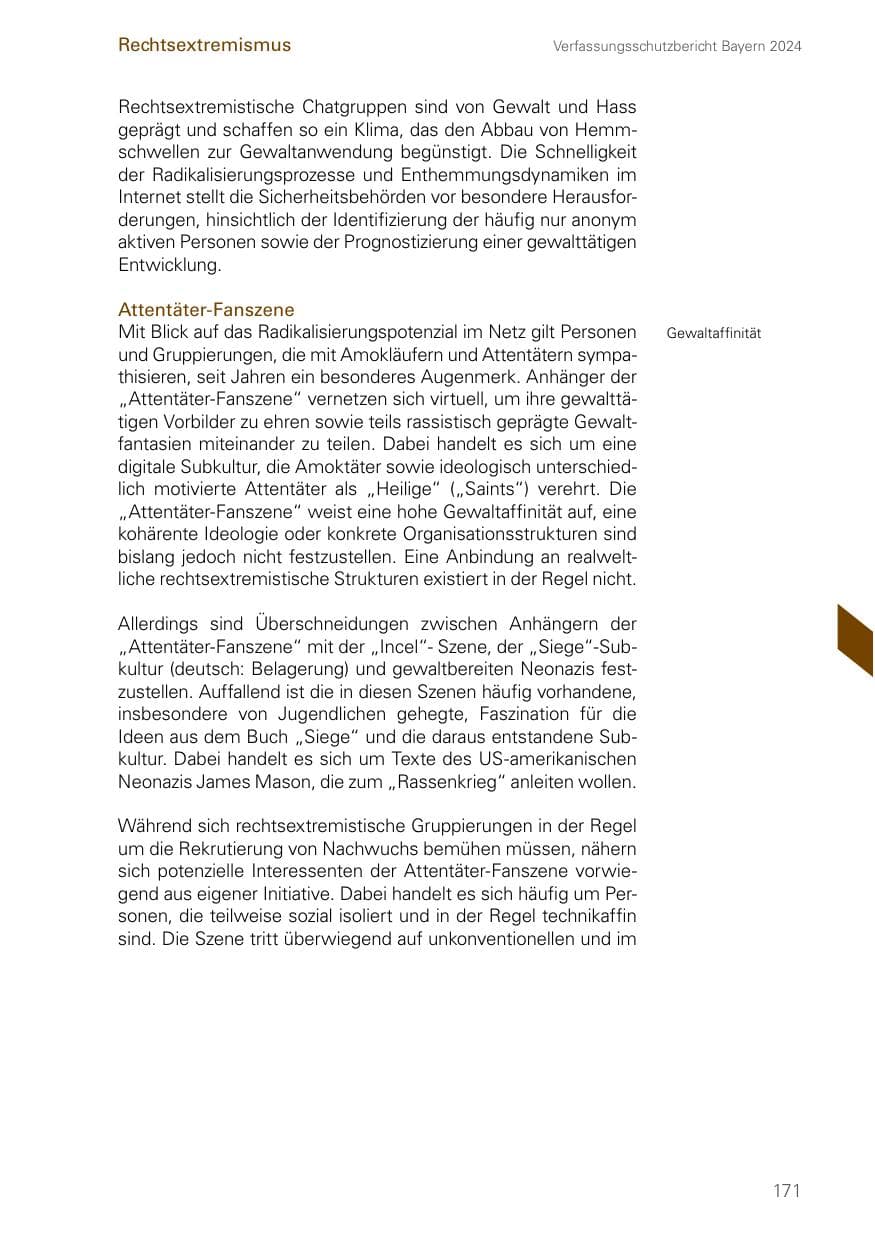 Seite 171 des Verfassungsschutzbericht 2024 Bayern