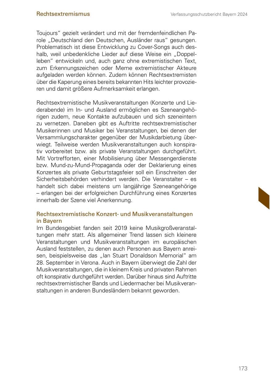 Seite 173 des Verfassungsschutzbericht 2024 Bayern