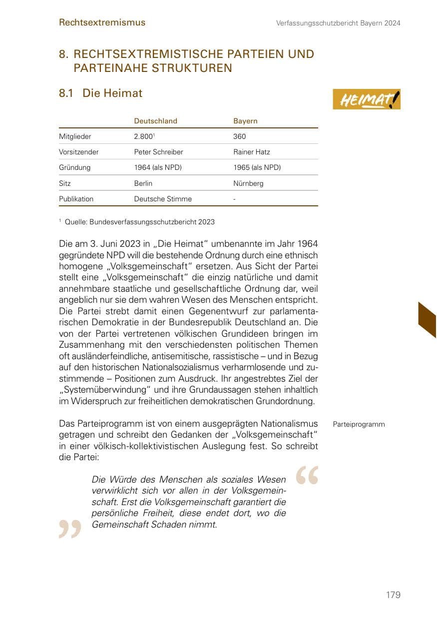 Seite 179 des Verfassungsschutzbericht 2024 Bayern