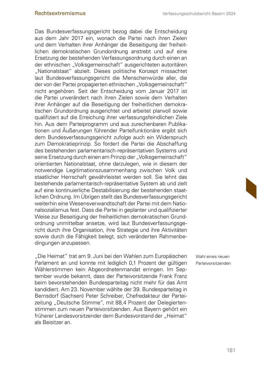 Seite 181 des Verfassungsschutzbericht 2024 Bayern