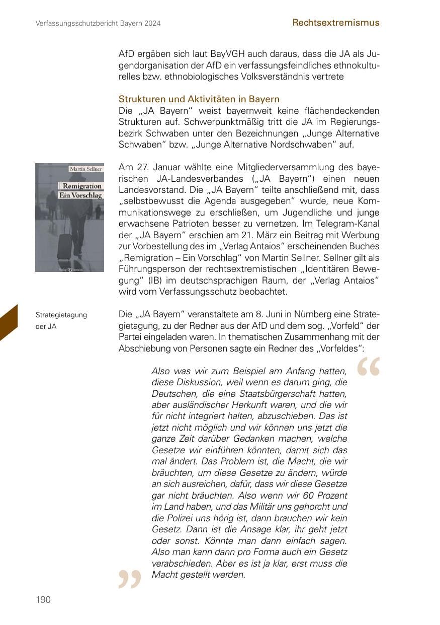 Seite 190 des Verfassungsschutzbericht 2024 Bayern