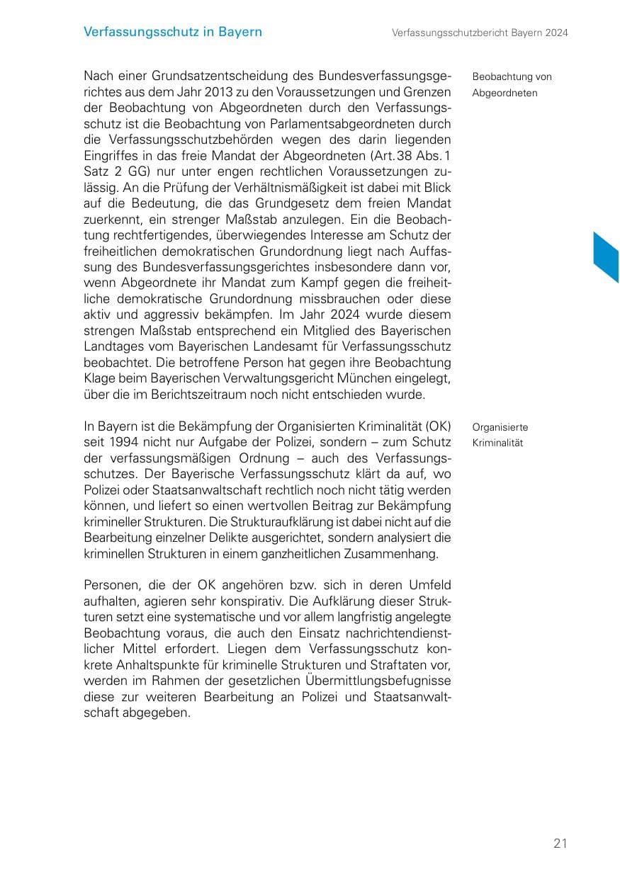 Seite 21 des Verfassungsschutzbericht 2024 Bayern