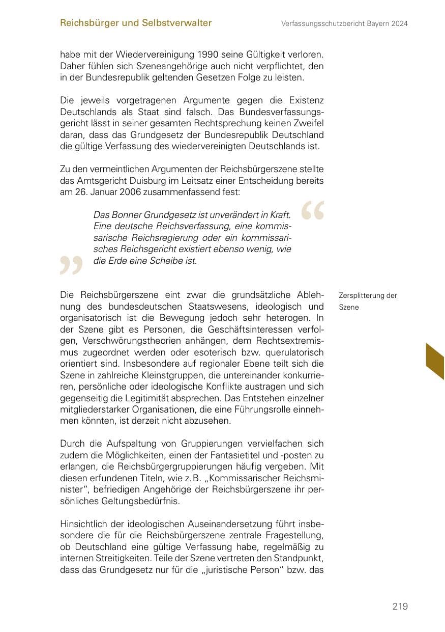 Seite 219 des Verfassungsschutzbericht 2024 Bayern