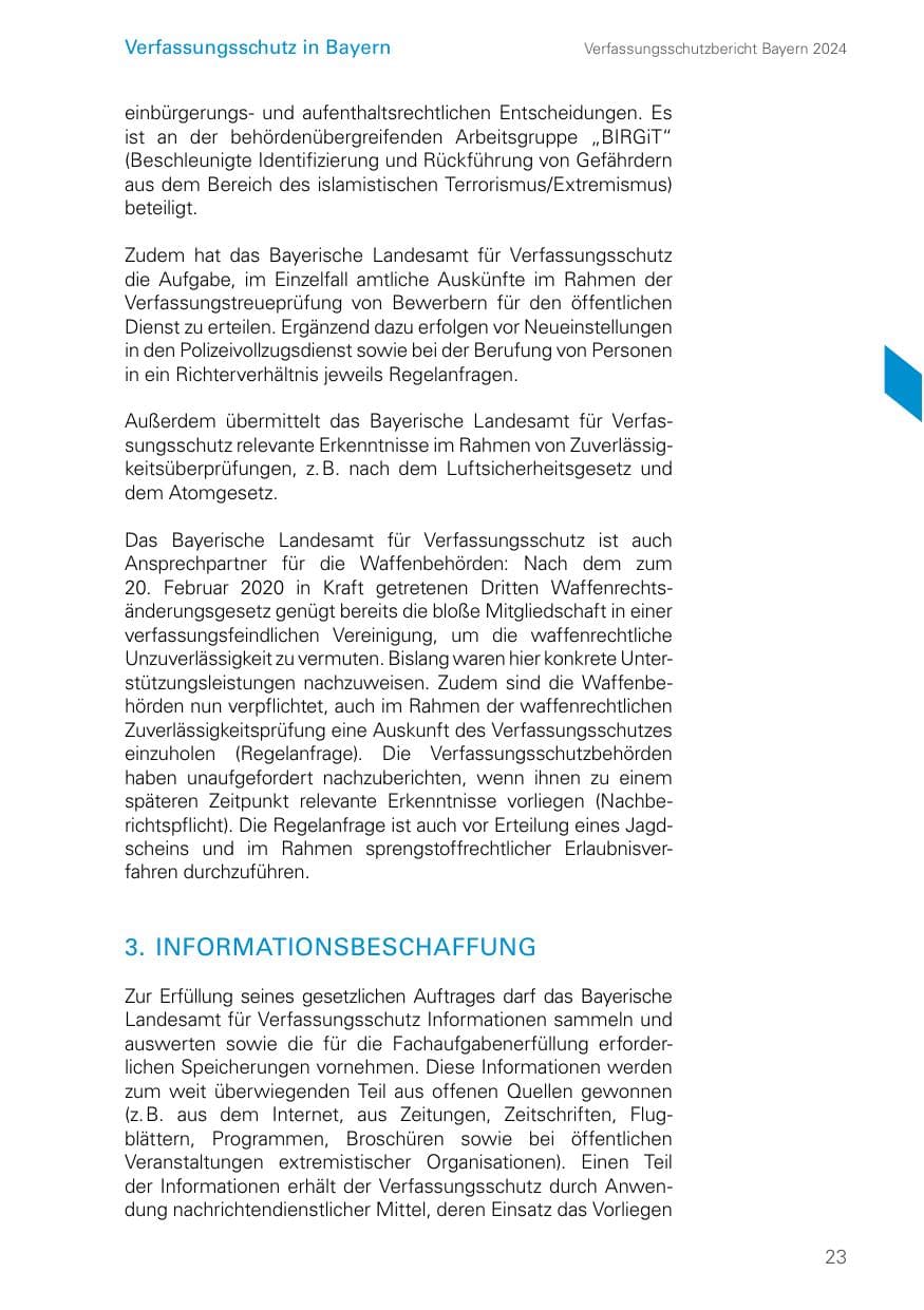 Seite 23 des Verfassungsschutzbericht 2024 Bayern