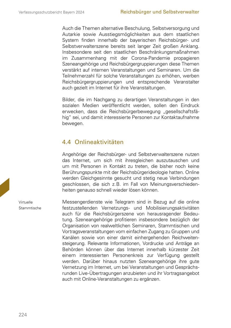 Seite 224 des Verfassungsschutzbericht 2024 Bayern