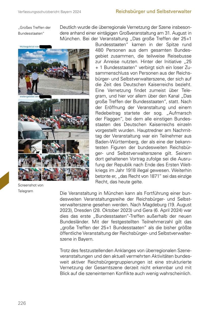 Seite 226 des Verfassungsschutzbericht 2024 Bayern