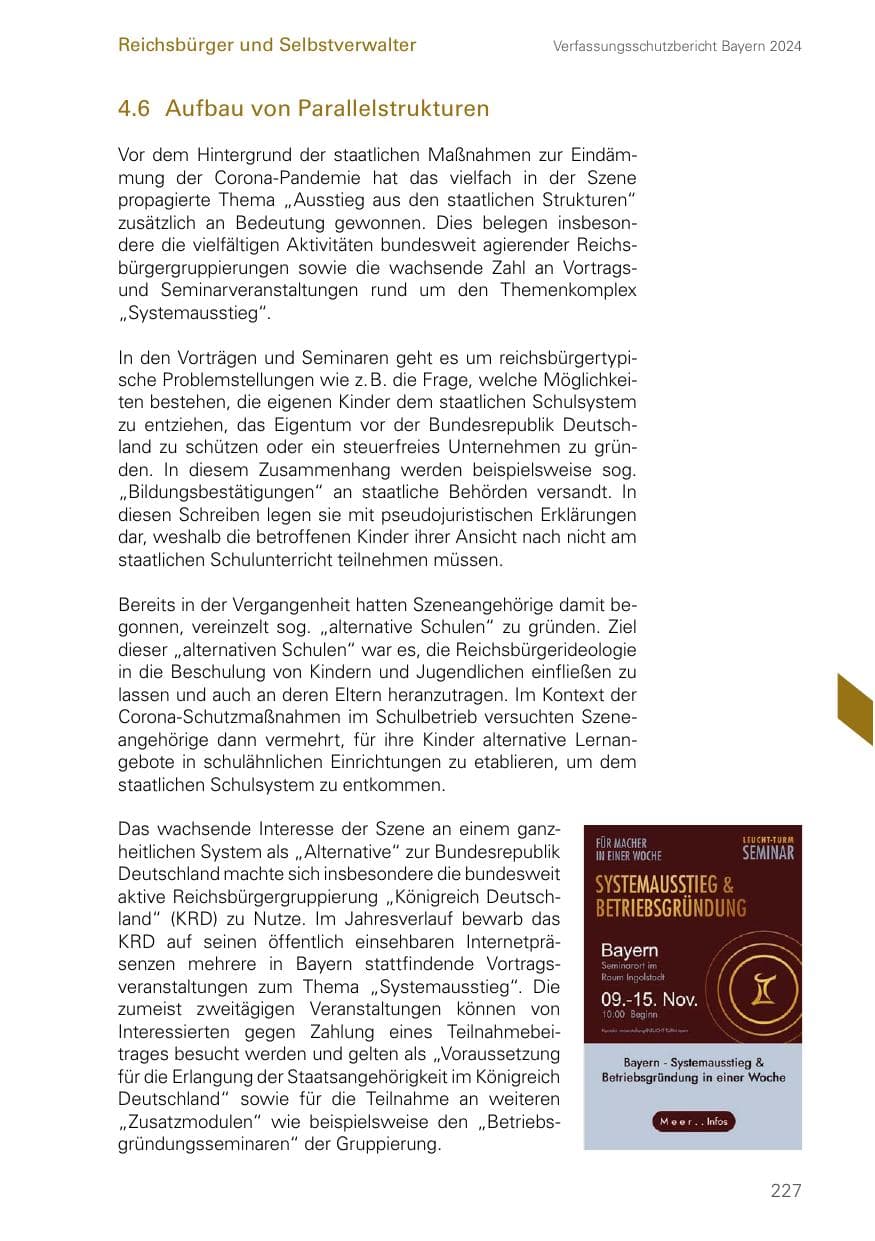 Seite 227 des Verfassungsschutzbericht 2024 Bayern