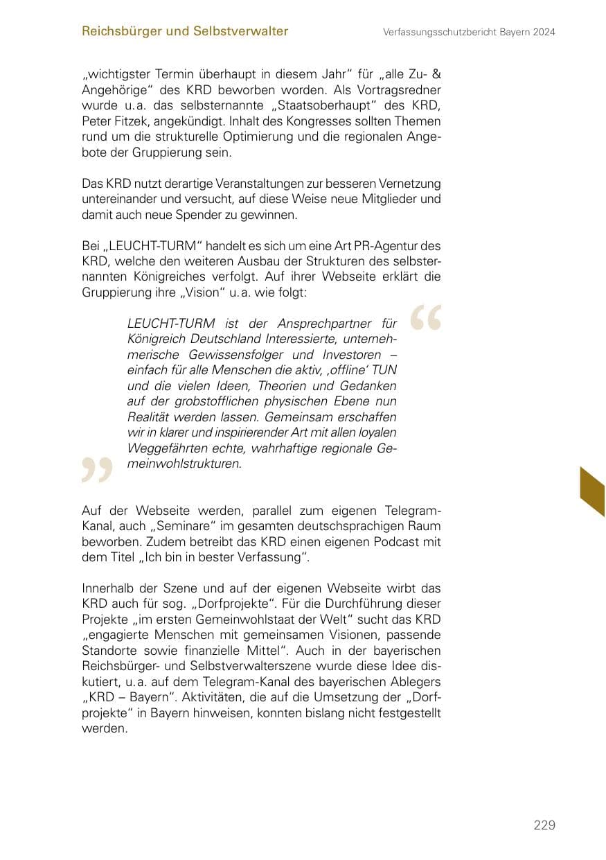 Seite 229 des Verfassungsschutzbericht 2024 Bayern