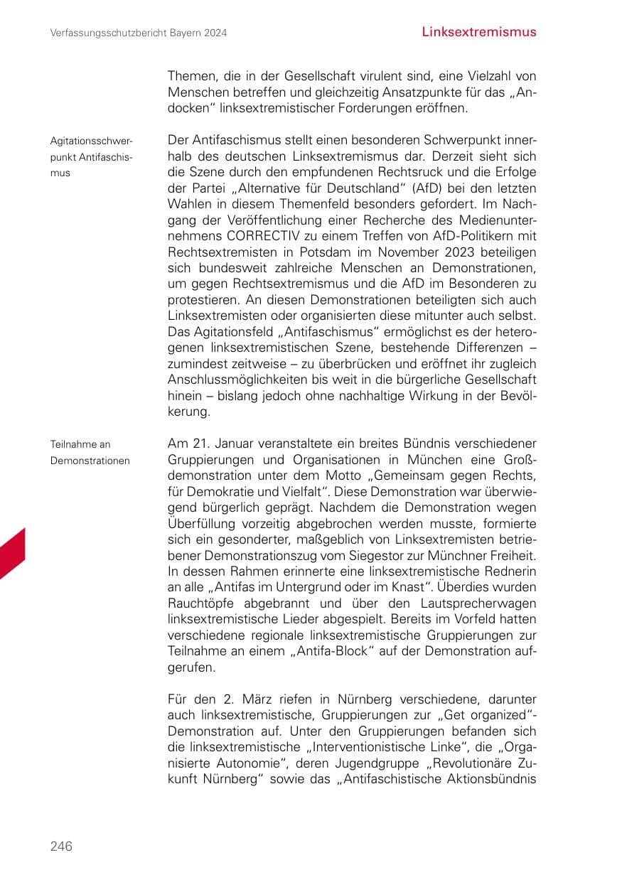 Seite 246 des Verfassungsschutzbericht 2024 Bayern