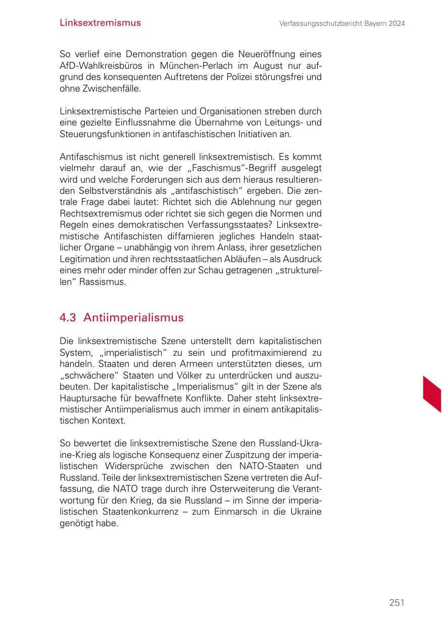 Seite 251 des Verfassungsschutzbericht 2024 Bayern