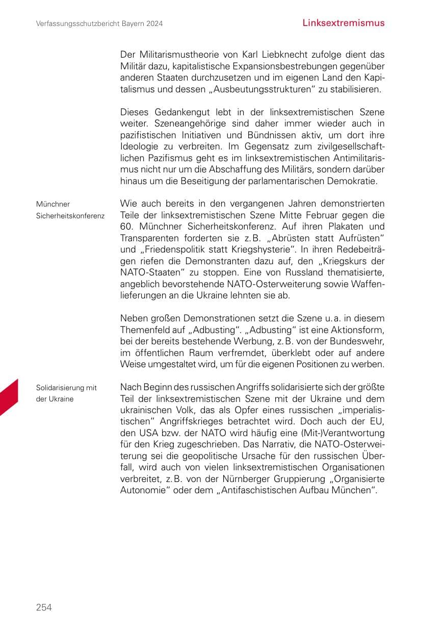 Seite 254 des Verfassungsschutzbericht 2024 Bayern