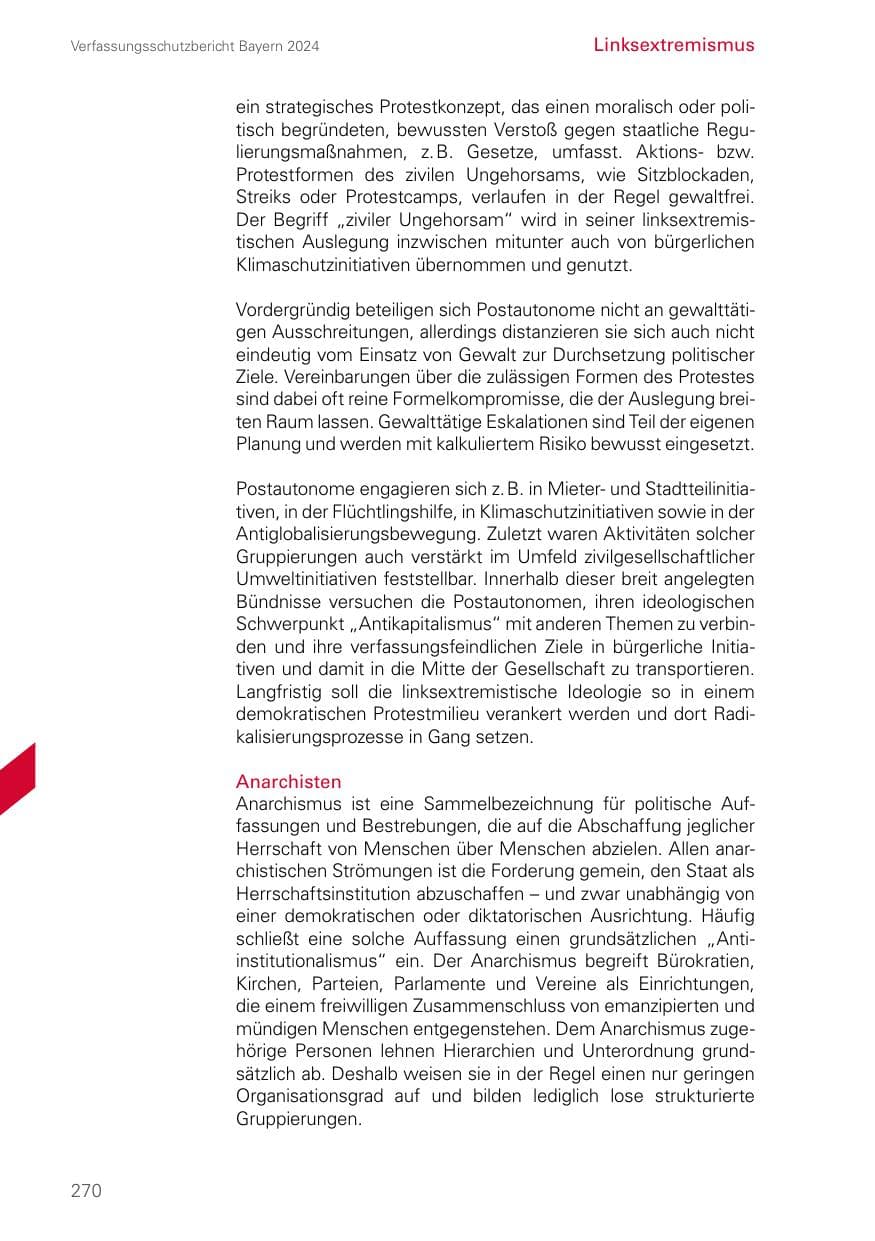 Seite 270 des Verfassungsschutzbericht 2024 Bayern