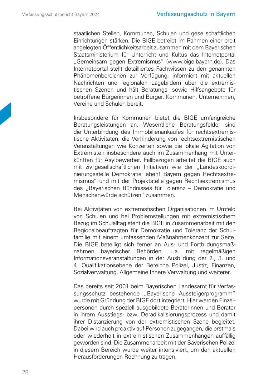 Seite 28 des Verfassungsschutzbericht 2024 Bayern