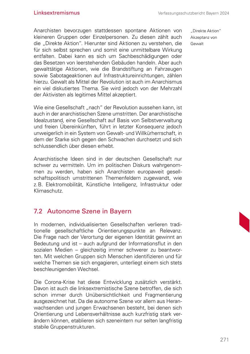 Seite 271 des Verfassungsschutzbericht 2024 Bayern
