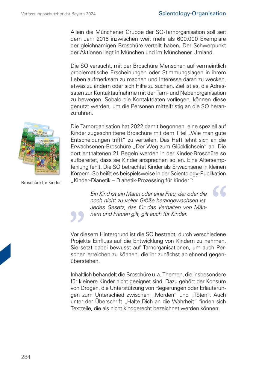 Seite 284 des Verfassungsschutzbericht 2024 Bayern