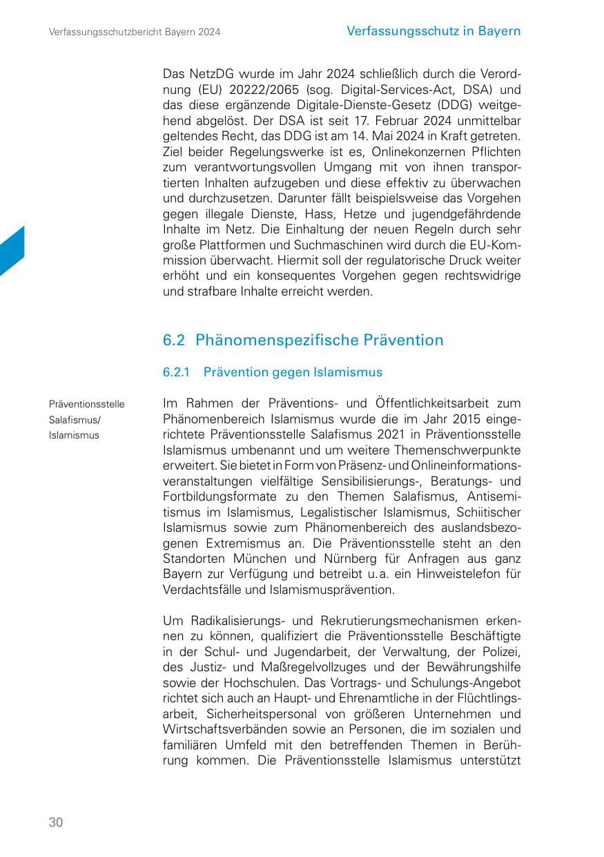 Seite 30 des Verfassungsschutzbericht 2024 Bayern