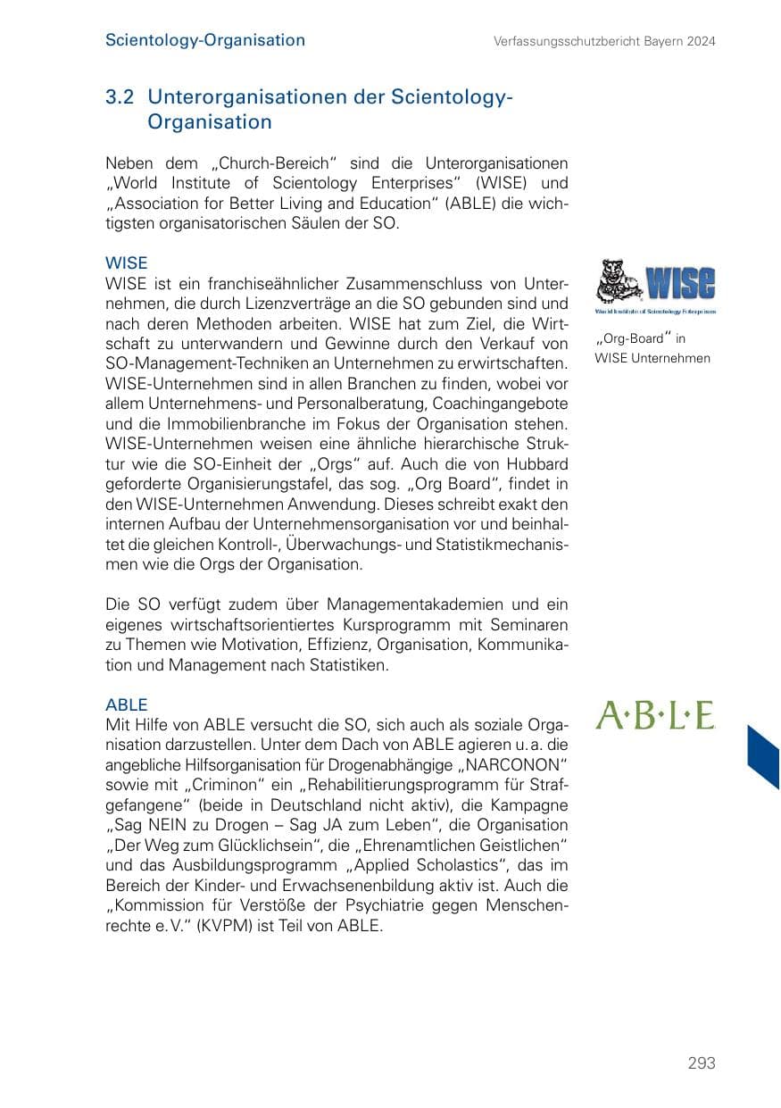 Seite 293 des Verfassungsschutzbericht 2024 Bayern