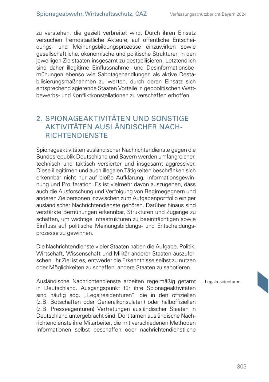 Seite 303 des Verfassungsschutzbericht 2024 Bayern