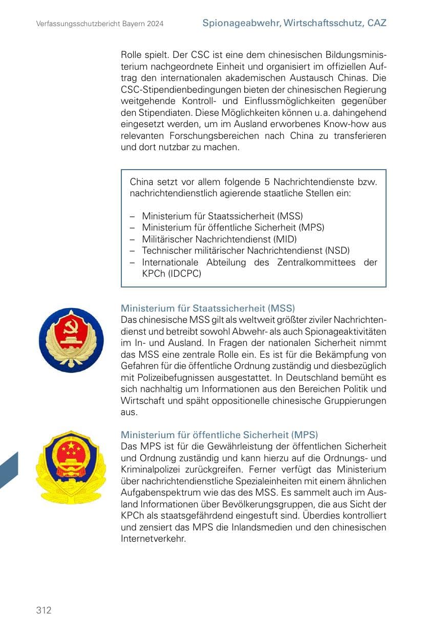 Seite 312 des Verfassungsschutzbericht 2024 Bayern
