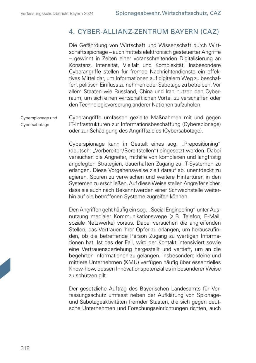 Seite 318 des Verfassungsschutzbericht 2024 Bayern