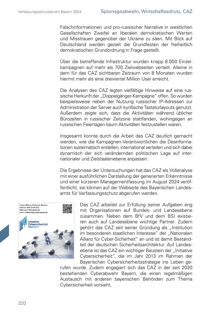 Seite 320 des Verfassungsschutzbericht 2024 Bayern