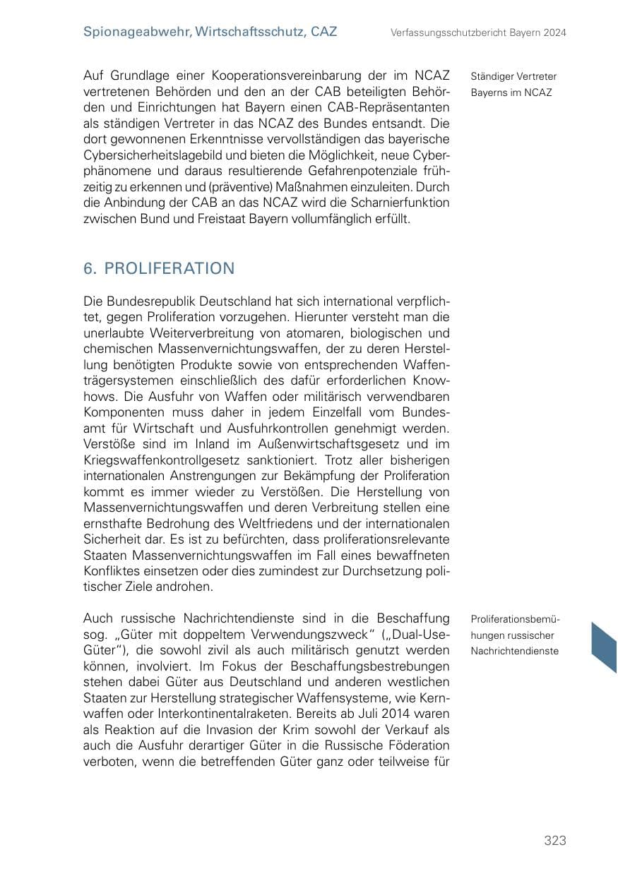 Seite 323 des Verfassungsschutzbericht 2024 Bayern
