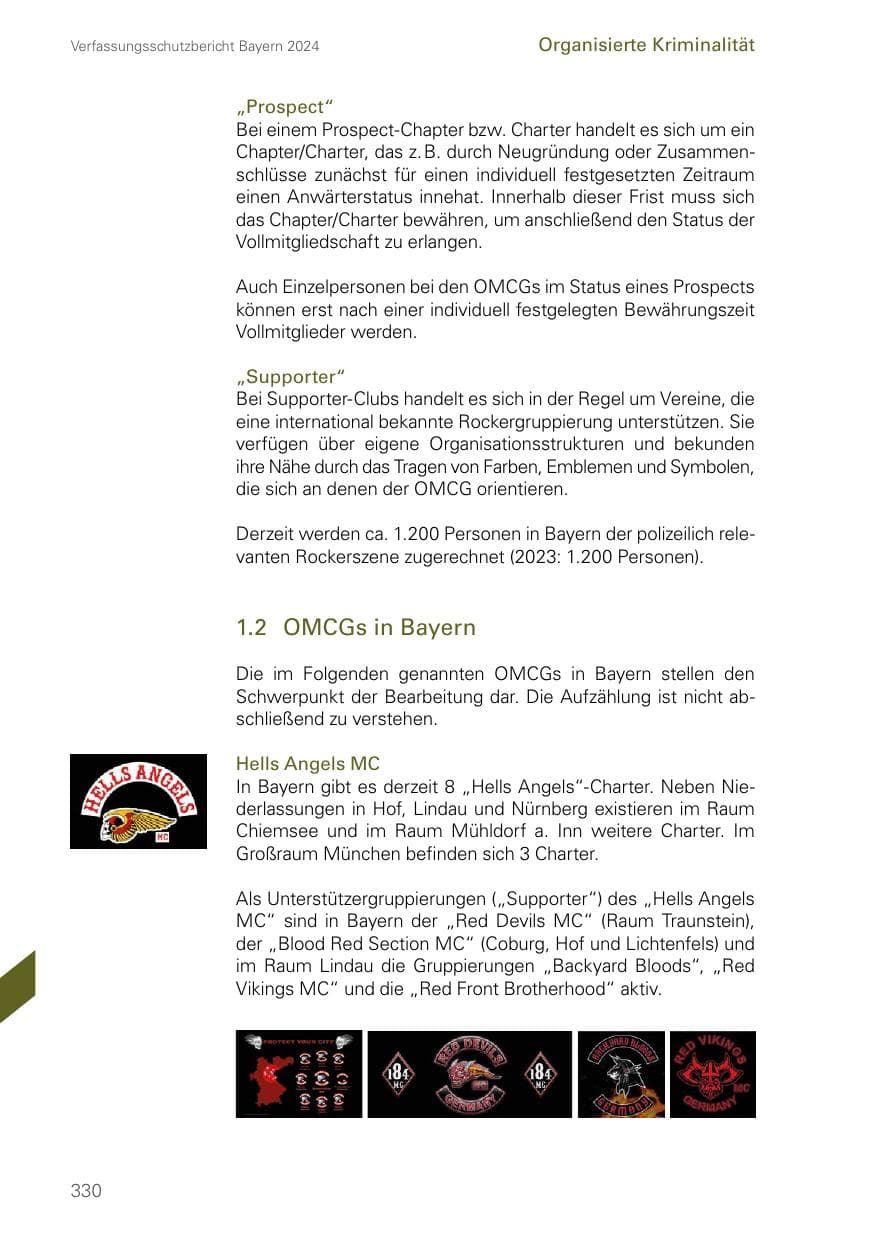 Seite 330 des Verfassungsschutzbericht 2024 Bayern