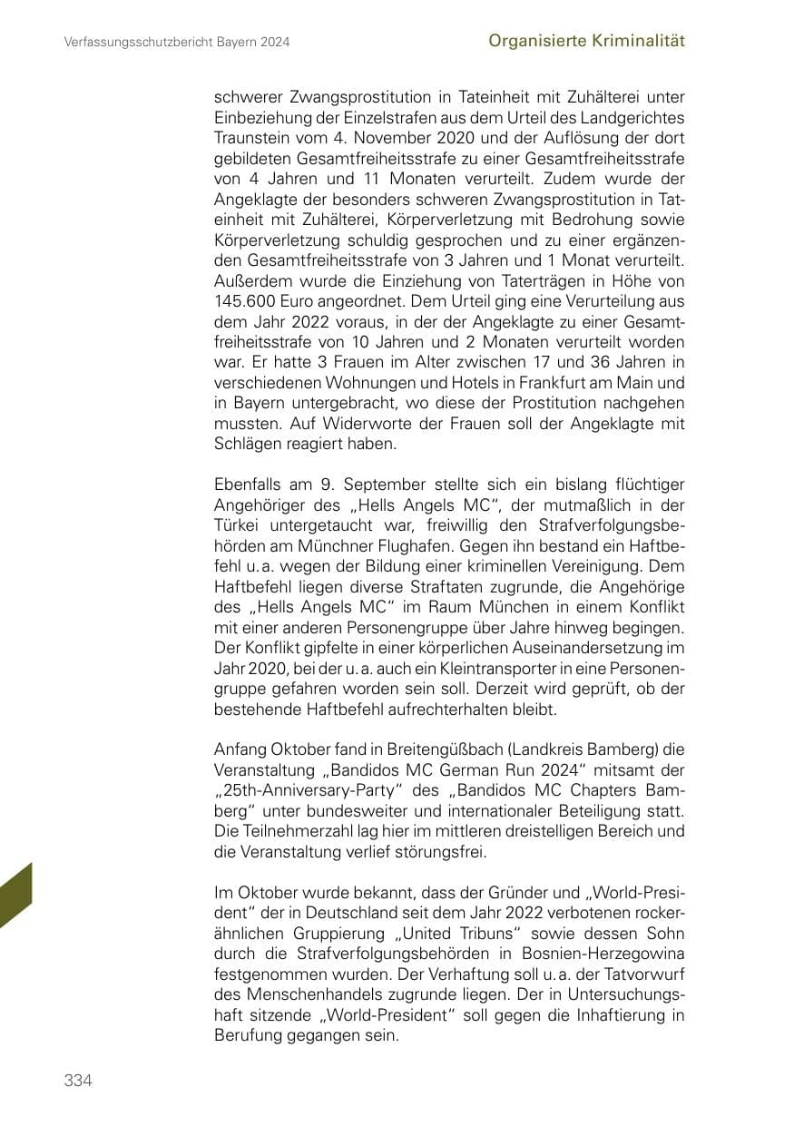 Seite 334 des Verfassungsschutzbericht 2024 Bayern
