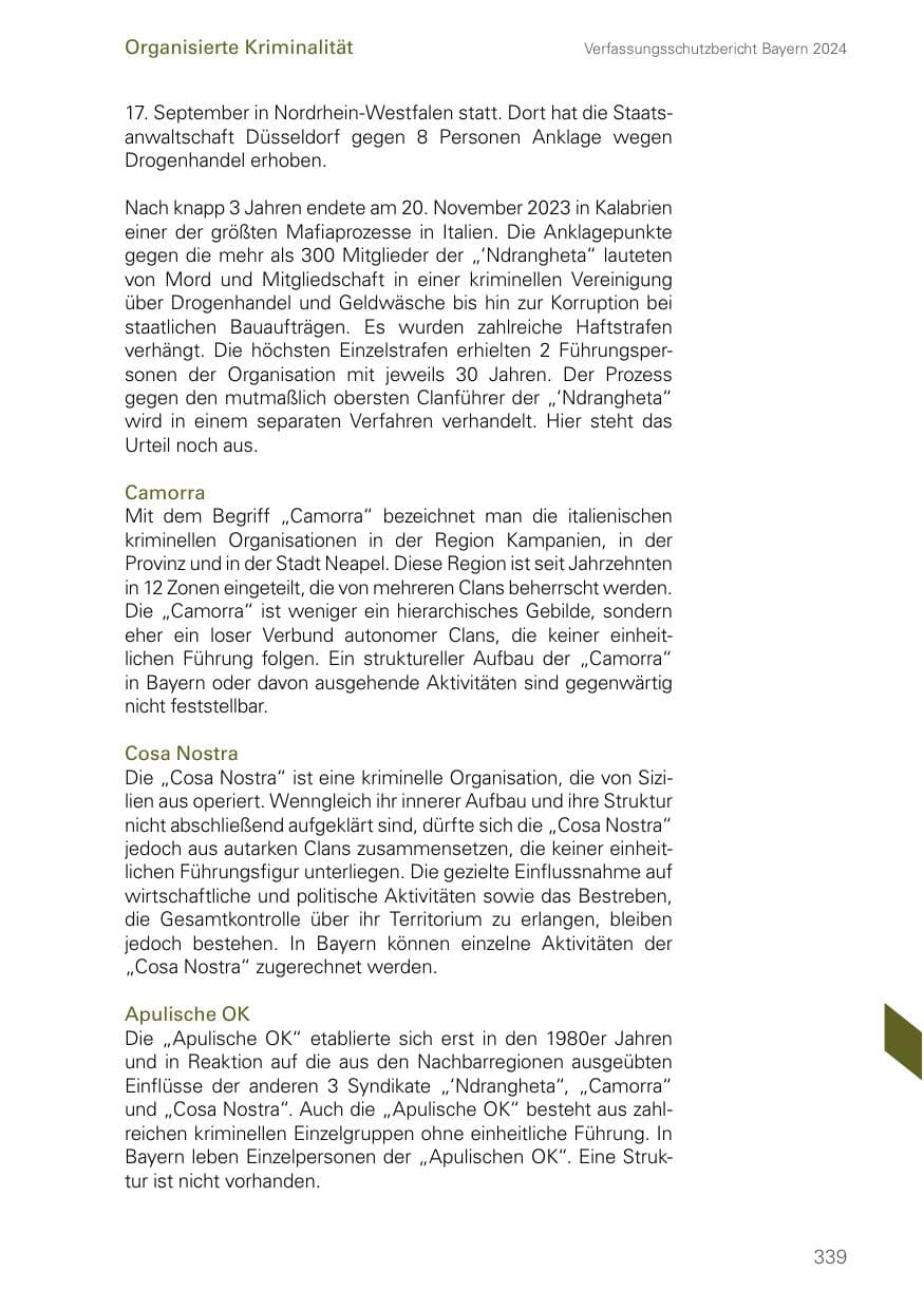 Seite 339 des Verfassungsschutzbericht 2024 Bayern