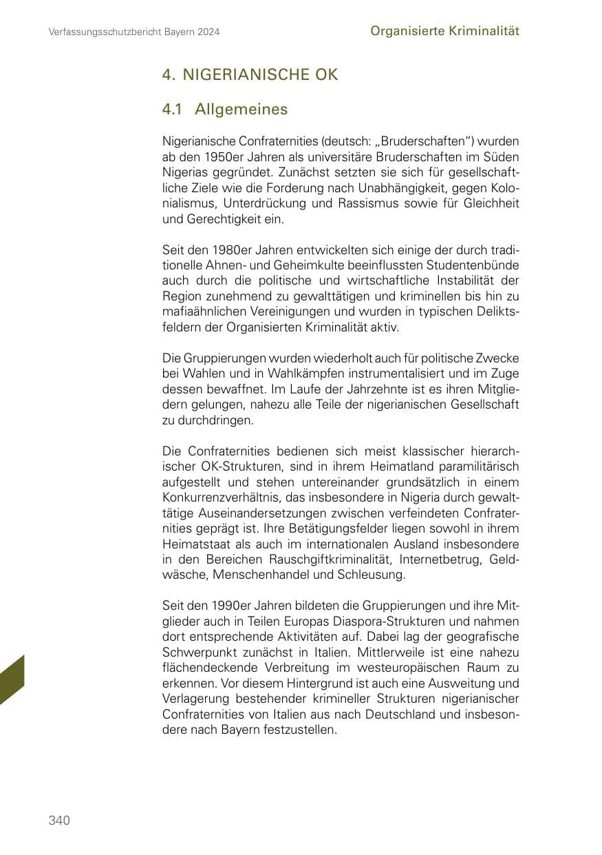 Seite 340 des Verfassungsschutzbericht 2024 Bayern