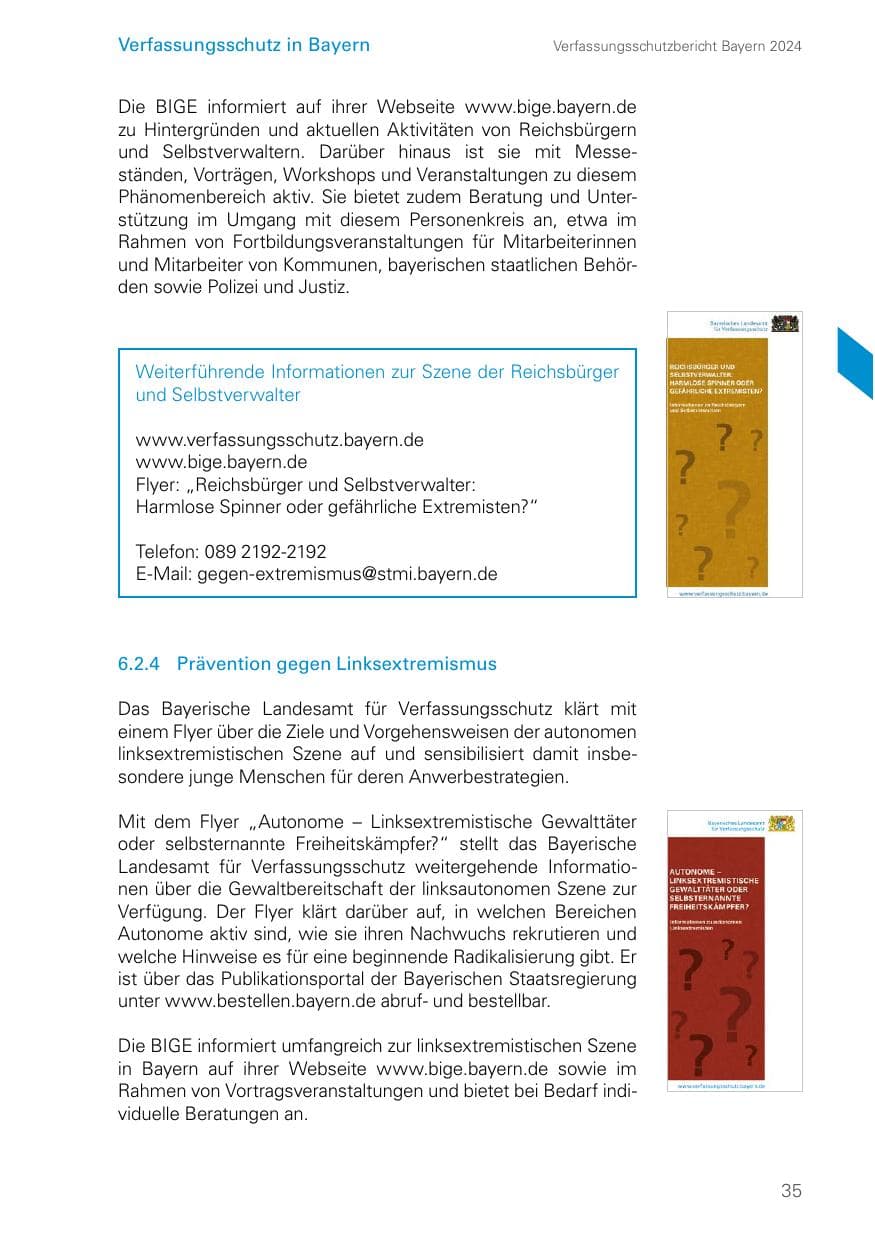 Seite 35 des Verfassungsschutzbericht 2024 Bayern