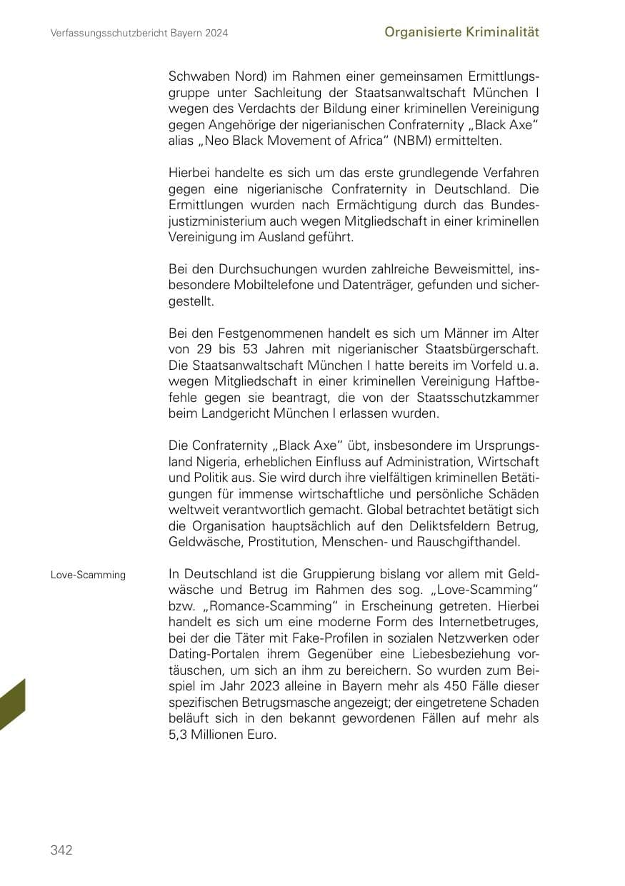 Seite 342 des Verfassungsschutzbericht 2024 Bayern