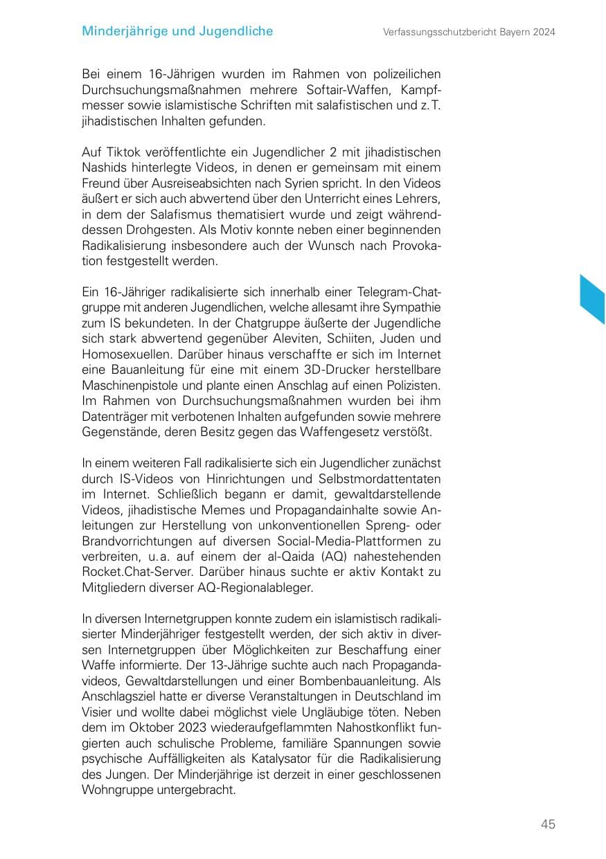 Seite 45 des Verfassungsschutzbericht 2024 Bayern