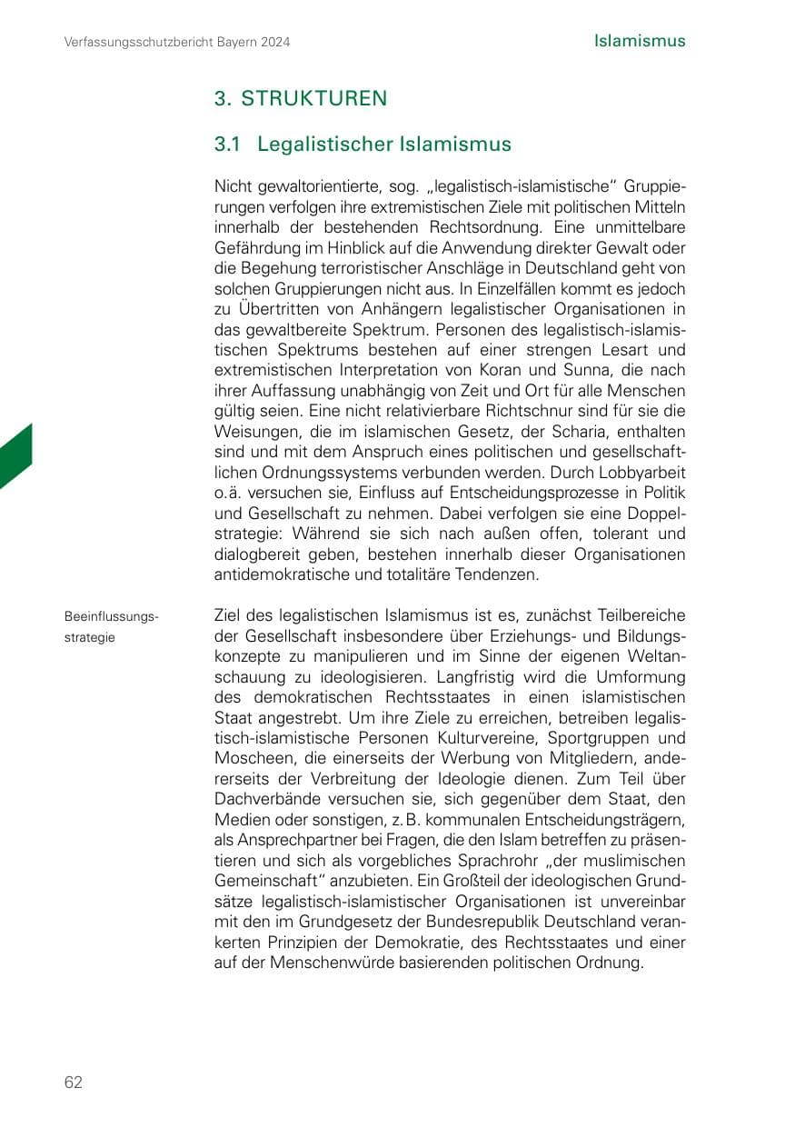 Seite 62 des Verfassungsschutzbericht 2024 Bayern
