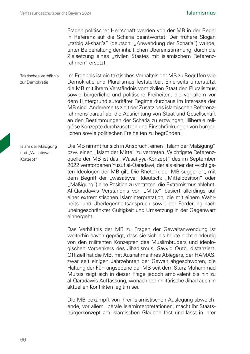 Seite 66 des Verfassungsschutzbericht 2024 Bayern