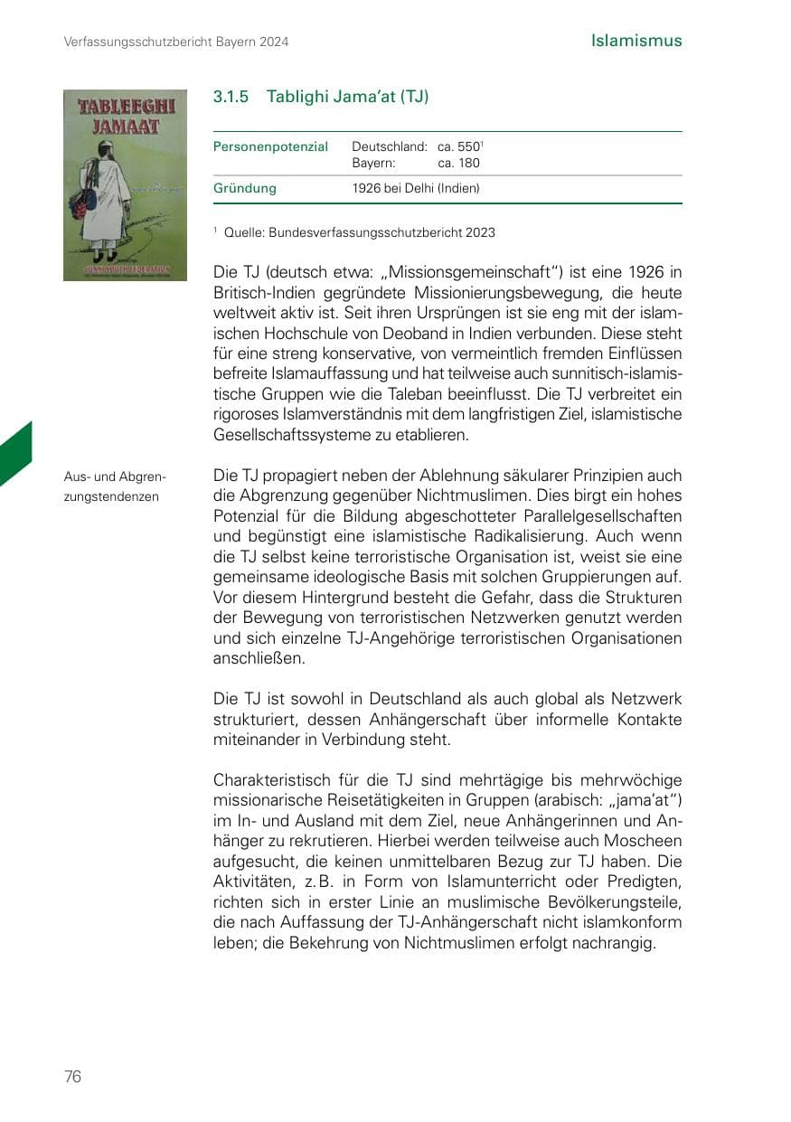 Seite 76 des Verfassungsschutzbericht 2024 Bayern