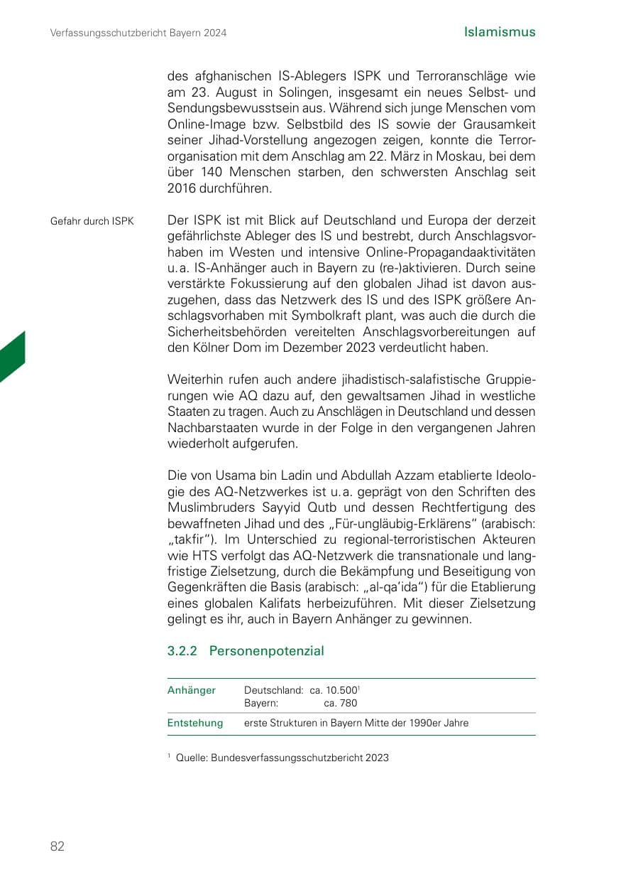 Seite 82 des Verfassungsschutzbericht 2024 Bayern