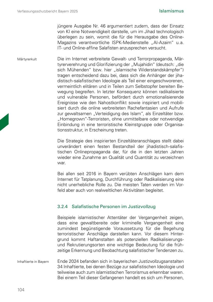 Seite 104 des Verfassungsschutzbericht 2025 Bayern