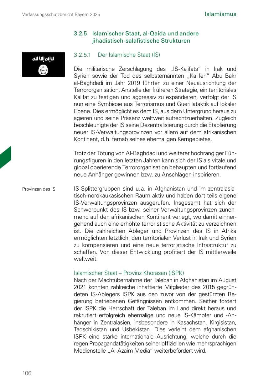Seite 106 des Verfassungsschutzbericht 2025 Bayern