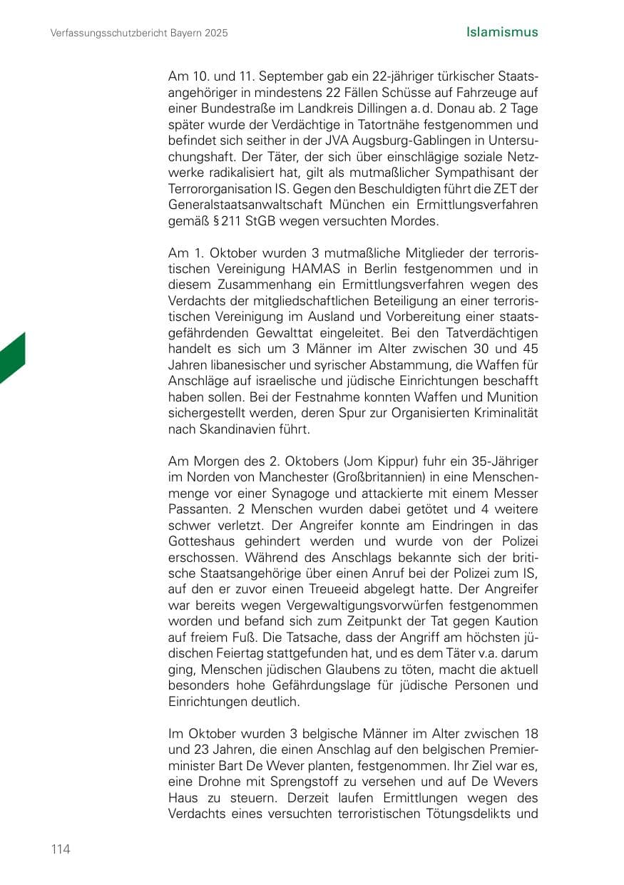 Seite 114 des Verfassungsschutzbericht 2025 Bayern
