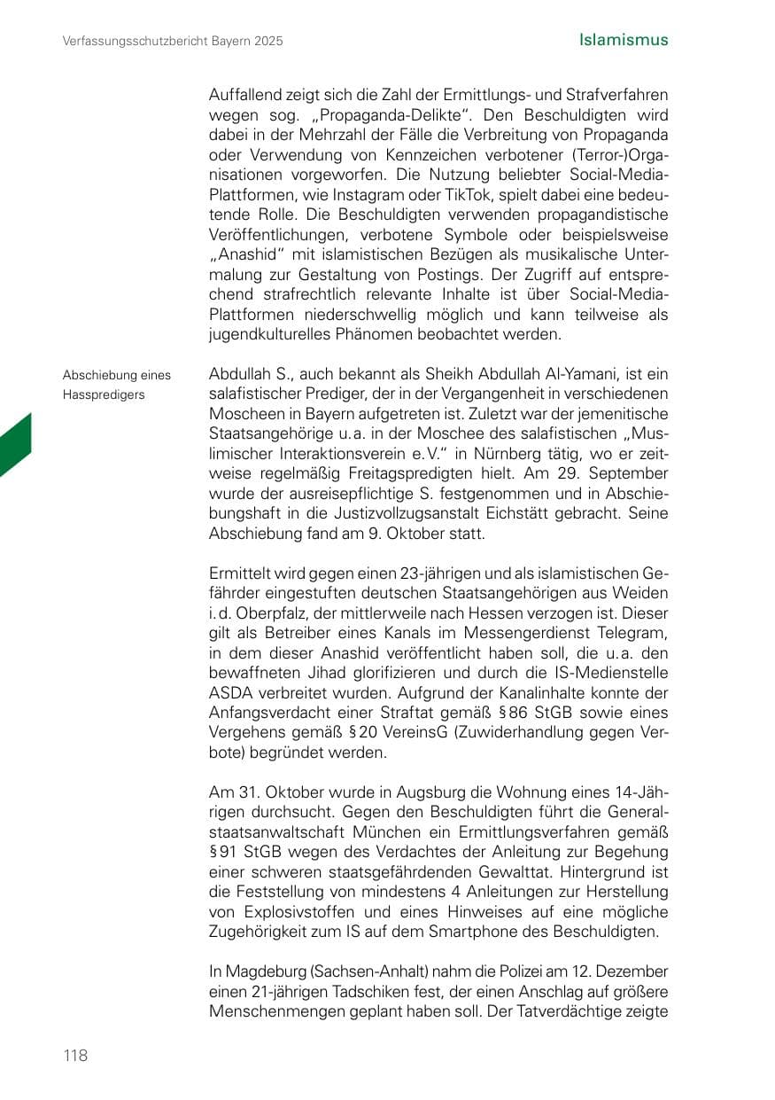 Seite 118 des Verfassungsschutzbericht 2025 Bayern