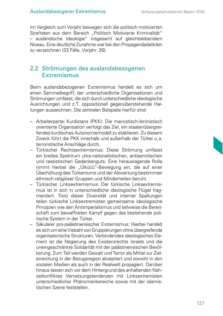 Seite 127 des Verfassungsschutzbericht 2025 Bayern