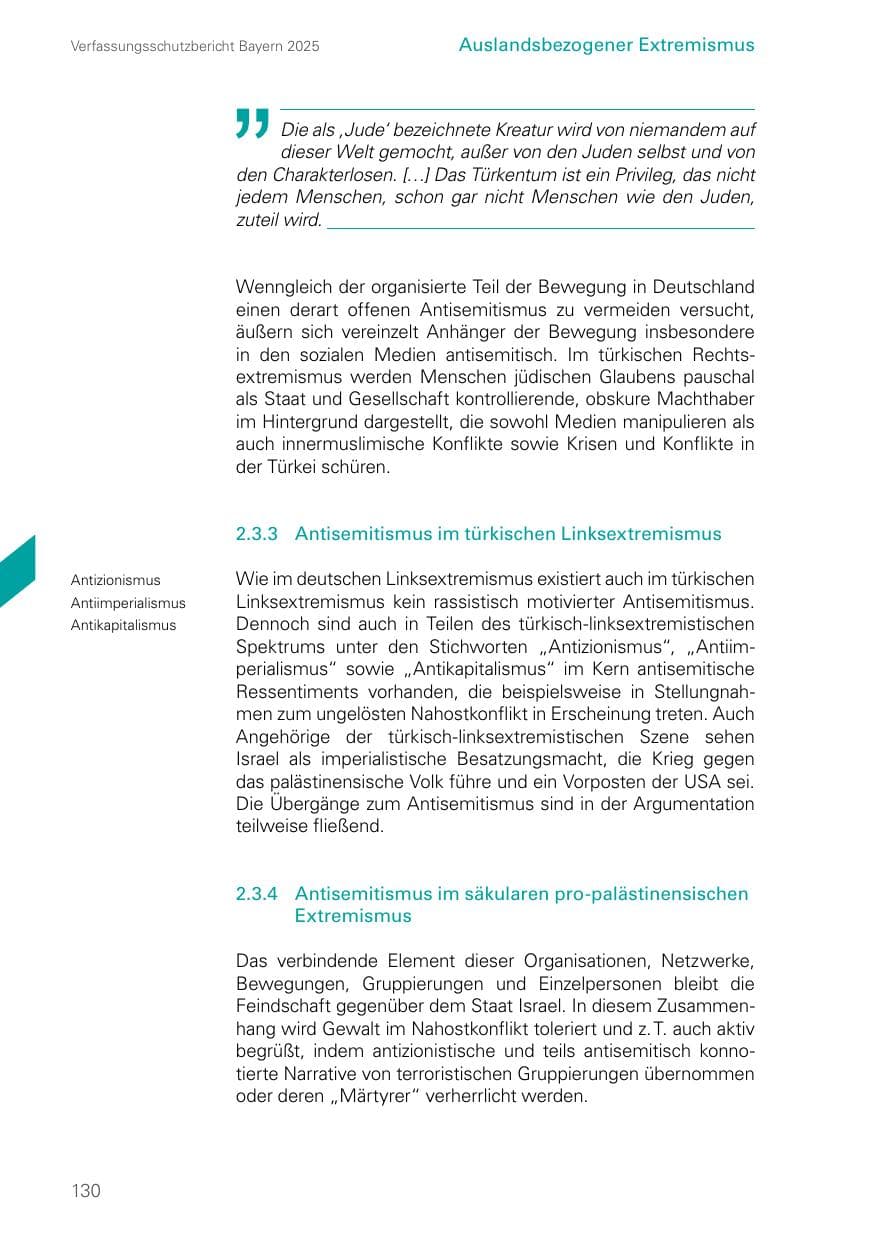 Seite 130 des Verfassungsschutzbericht 2025 Bayern