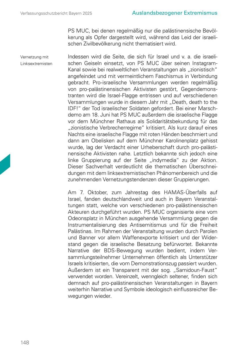 Seite 148 des Verfassungsschutzbericht 2025 Bayern