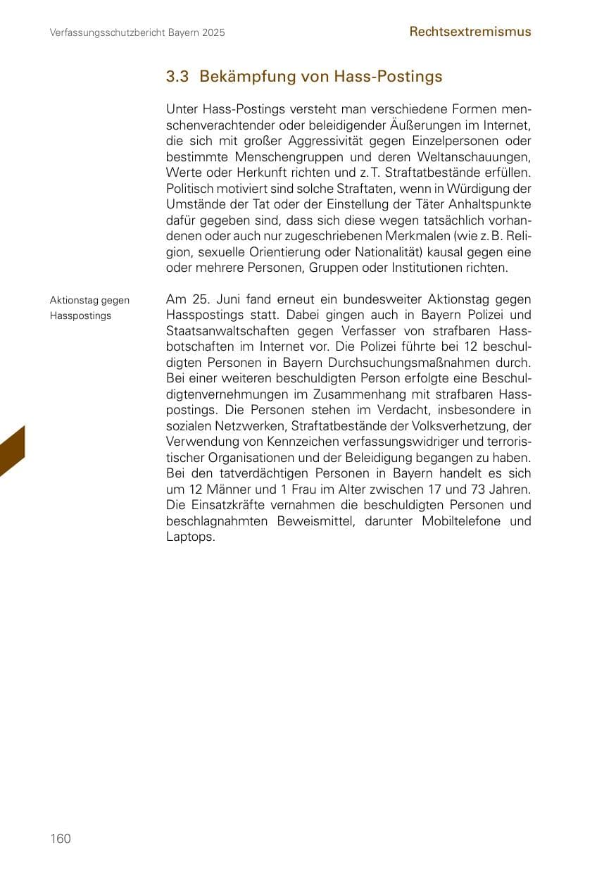 Seite 160 des Verfassungsschutzbericht 2025 Bayern