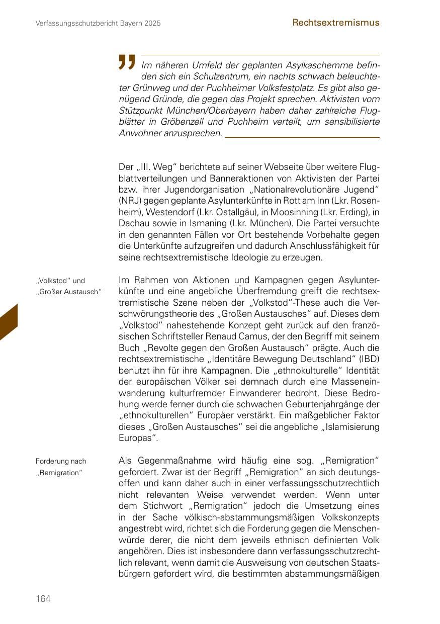 Seite 164 des Verfassungsschutzbericht 2025 Bayern
