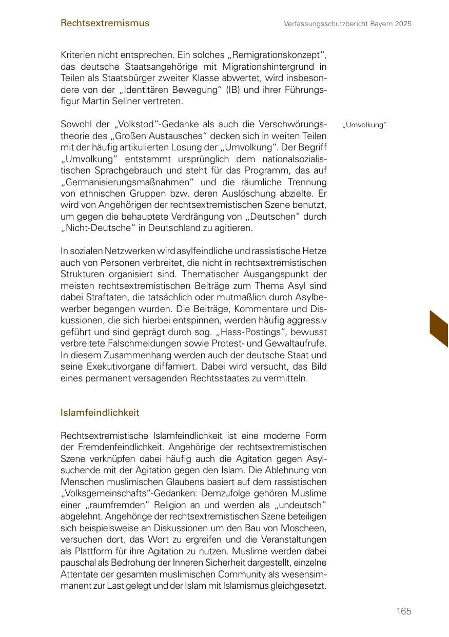 Seite 165 des Verfassungsschutzbericht 2025 Bayern