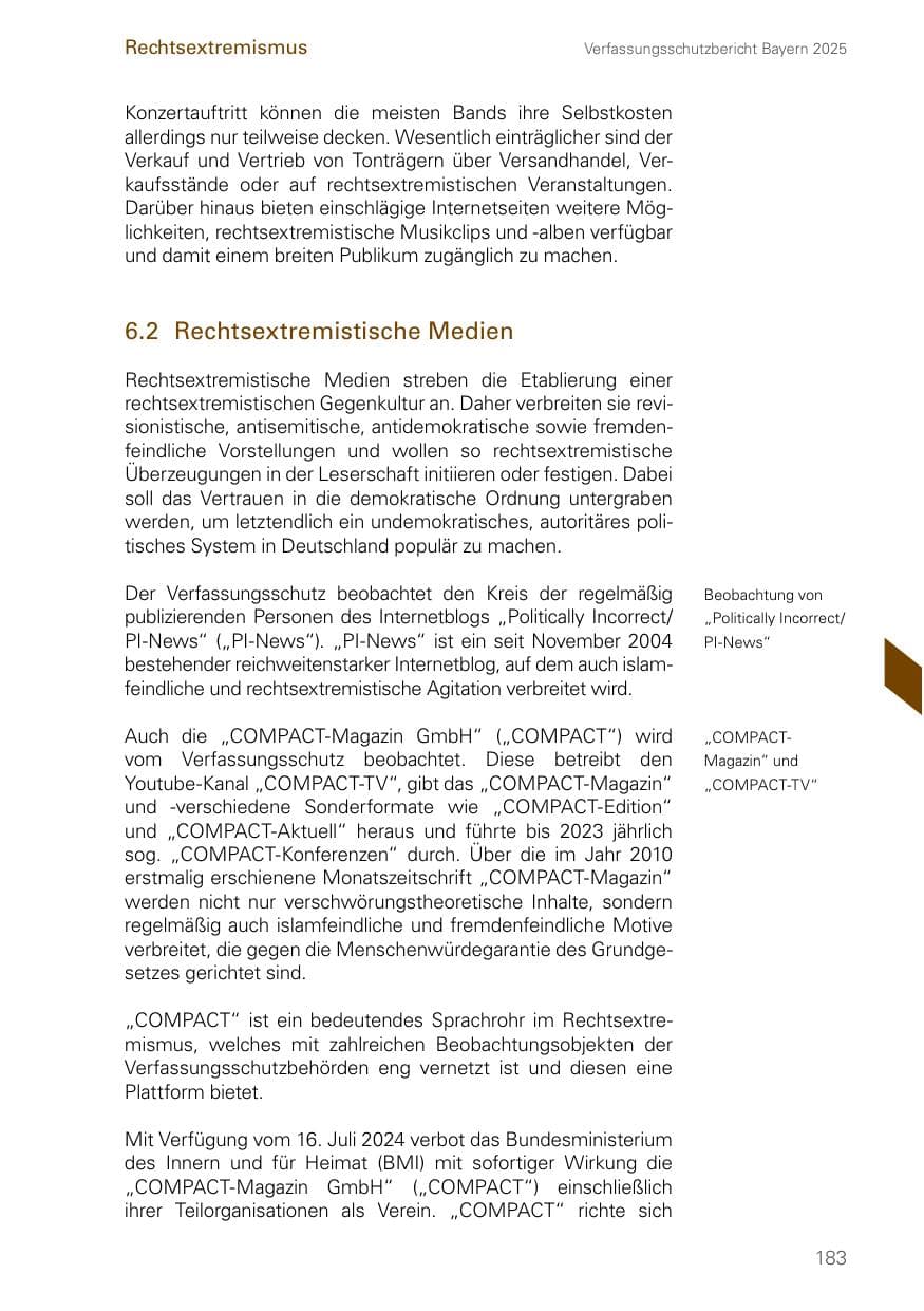 Seite 183 des Verfassungsschutzbericht 2025 Bayern