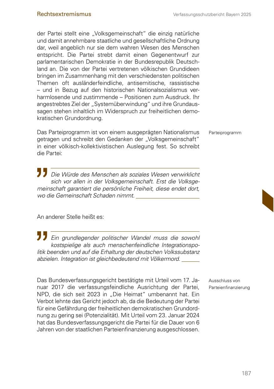 Seite 187 des Verfassungsschutzbericht 2025 Bayern
